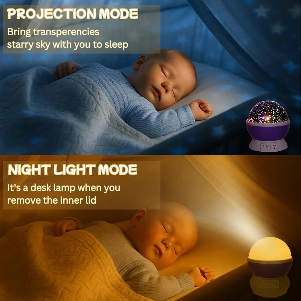 Night Light Lamp Projector, Star Light Rotating Projector, Star Projector Lamp with Colors and 360 Degree Moon Star Projection with USB Cable,Lamp for Kids Room