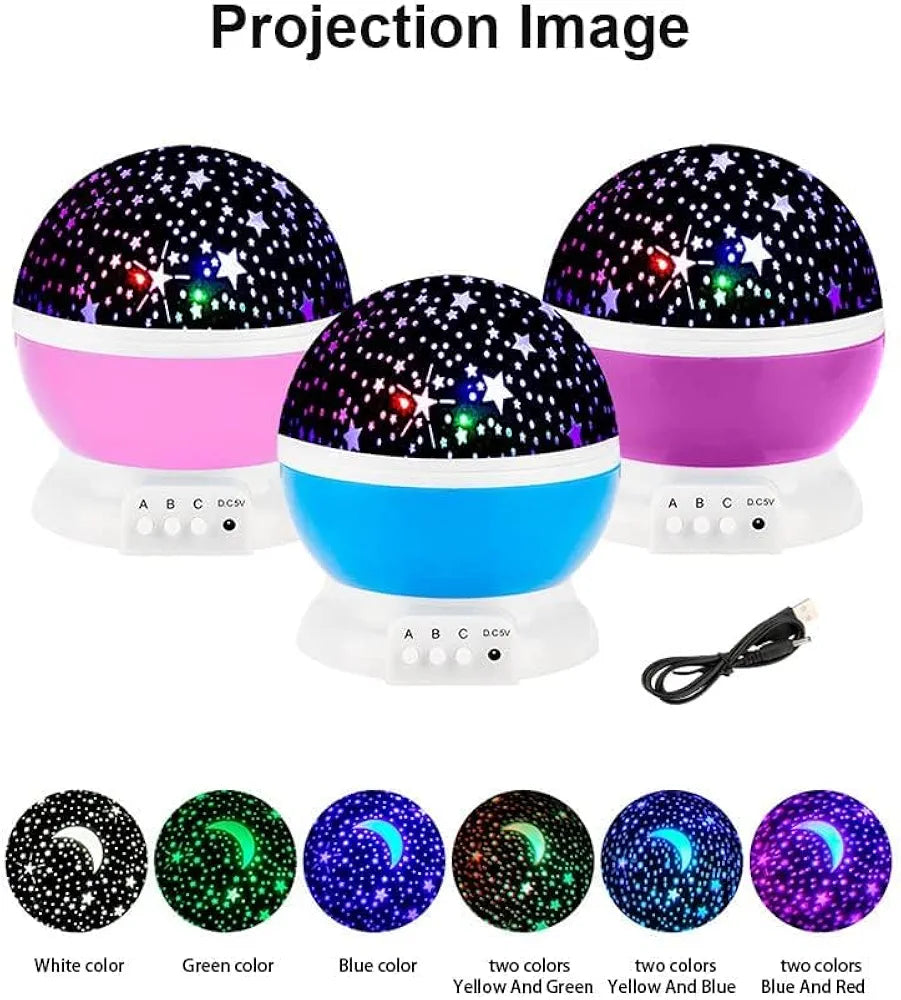 Night Light Lamp Projector, Star Light Rotating Projector, Star Projector Lamp with Colors and 360 Degree Moon Star Projection with USB Cable,Lamp for Kids Room